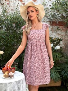SHEIN Váy Bà bầu Xù Họa tiết hoa Boho - Nhiều màu - Xem 5