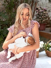 SHEIN Váy Bà bầu Xù Họa tiết hoa Boho - Nhiều màu - Xem 7