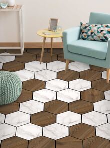 11入組幾何樣式地面現代PVC瓷磚地貼 - 彩色 - 查看 1