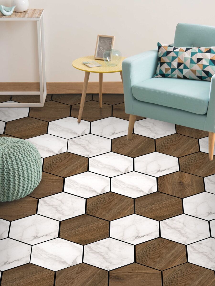 11入組幾何樣式地面現代PVC瓷磚地貼 - 彩色 - 查看 1