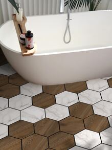 11入組幾何樣式地面現代PVC瓷磚地貼 - 彩色 - 查看 4