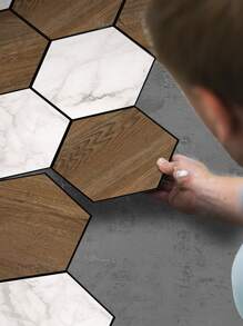 11入組幾何樣式地面現代PVC瓷磚地貼 - 彩色 - 查看 7