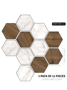 11入組幾何樣式地面現代PVC瓷磚地貼 - 彩色 - 查看 8