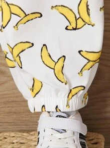 Toddler Boys Banana Print Knot Front Trousers - White - View 3