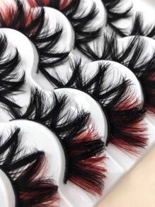 5 对 10-18 毫米蓬松、纤长、浓密的彩色假睫毛，眼尾细长交叉，适合化妆风格，适合派对家居 DIY 适合日常生活、婚礼、约会、派对、音乐节、万圣节和圣诞节及浓密睫毛延长