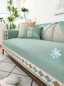 1入組幾何圖案沙發巾現代滌綸沙發套毯子適合家用 - 綠色 - 查看 1