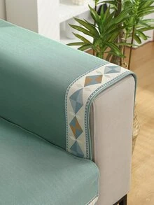 1入組幾何圖案沙發巾現代滌綸沙發套毯子適合家用 - 綠色 - 查看 2