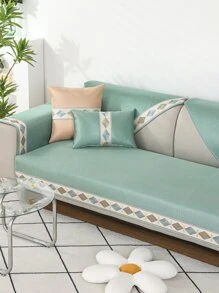 1入組幾何圖案沙發巾現代滌綸沙發套毯子適合家用 - 綠色 - 查看 3