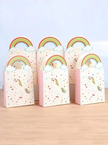 6 cái/gói 8*14cm Kỳ lân In Giấy Túi , Hoạt hình Túi kẹo Đối với Tiệc sinh nhật , Lễ hội Món quà - Nhiều màu - Xem 1