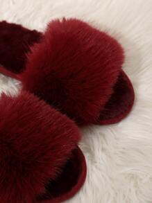 Fall/Winter Women Fuzzy Bedroom Slippers, Fashion Home Slippers,Halloween,Christmas,Fluffy Slippers,New Year Outfits - Burgundy - View 5