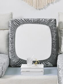 1pc Grey Sofa Seat Cushion Cover, Modern Polyester Sofa Cushion Cover For Home