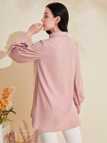 Mulvari Solid Button Front Shirt - Baby Pink - View 2