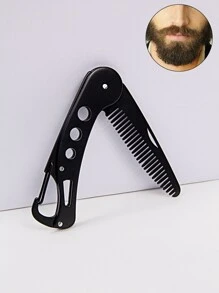 1 pieza Peine, acero inoxidable, moderno, mini portátil, reutilizable, lavable, duradero, suave para usar el cuidado de la barba en casa o en movimiento para el hombre - Negro - Ver 1