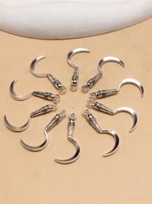 10pcs Alloy Moon DIY Pendant - Silver - View 1