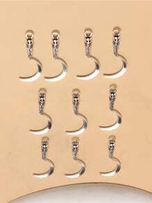 10pcs Alloy Moon DIY Pendant - Silver - View 2