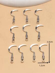 10pcs Alloy Moon DIY Pendant - Silver - View 3