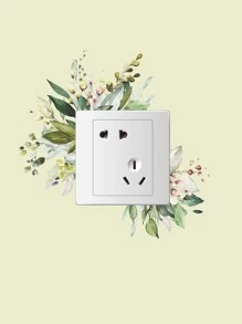 1pc PVC Switch Outlet Wall Sticker, Modern Plant Pattern Switch Sticker For Home, Stickers, Wall Decal, Vinyl Decal For Home Decorations, Spring Decoration Items Refresh Your Home, Festival Decoration Stickers Gifts Birthday Graduation - Multicolor - View 1