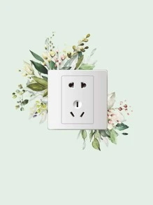 1pc PVC Switch Outlet Wall Sticker, Modern Plant Pattern Switch Sticker For Home, Stickers, Wall Decal, Vinyl Decal For Home Decorations, Spring Decoration Items Refresh Your Home, Festival Decoration Stickers Gifts Birthday Graduation - Multicolor - View 2