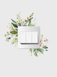 1pc PVC Switch Outlet Wall Sticker, Modern Plant Pattern Switch Sticker For Home, Stickers, Wall Decal, Vinyl Decal For Home Decorations, Spring Decoration Items Refresh Your Home, Festival Decoration Stickers Gifts Birthday Graduation - Multicolor - View 4
