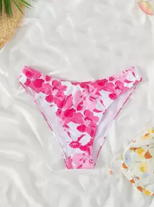 Swim Mod Summer Beach Floral Print Bikini Bottom - Multicolor - View 1