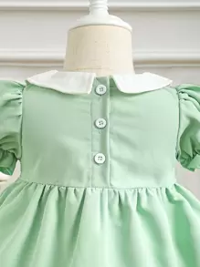 Robe De Bébé Fille À Manches Bouffantes Et Col Claudine
