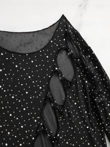 Swim SXY 素色水鑽細節鏤空罩衫連衣裙 - 黑色 - 查看 7