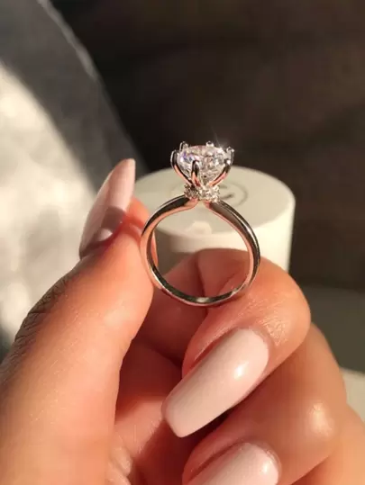 1pc Glamorous Cubic Zirconia Decor Ring For Women For Wedding