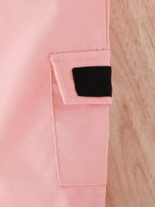 SHEIN Đứa bé gái Chất rắn Dây Áo thun & Túi nắp bên cạnh Quần Cargo Không có thắt lưng - Nhiều màu - Xem 5