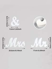 3 chiếc bánh Topper bằng gỗ, đồ họa chữ cái hiện đại Trang trí bánh hàng đầu cho tiệc cưới - trắng - Xem 3