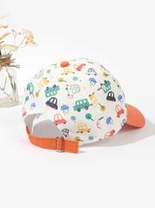 1pc Toddler Kids Cartoon Car Print Cute Baseball Cap - Multicolor - View 3