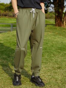 Manfinity Hombres Pantalones con estampado de letra de cintura con cordón