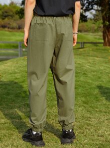 Manfinity Hombres Pantalones con estampado de letra de cintura con cordón