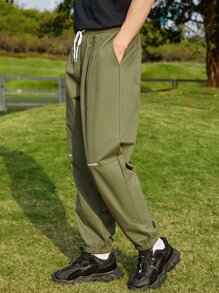 Manfinity Hombres Pantalones con estampado de letra de cintura con cordón