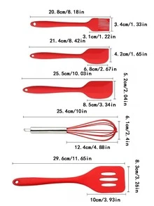 Set de utensilios de cocina de silicona de 5 piezas - Rojo - Ver 2