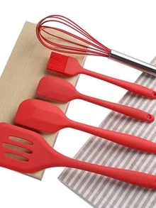 Set de utensilios de cocina de silicona de 5 piezas - Rojo - Ver 3