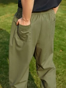 Manfinity Hombres Pantalones con estampado de letra de cintura con cordón