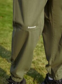 Manfinity Hombres Pantalones con estampado de letra de cintura con cordón