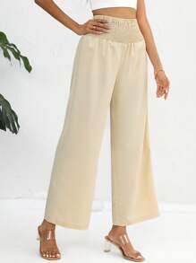 SHEIN Essnce Solid Wide Leg Trousers - Apricot - View 6