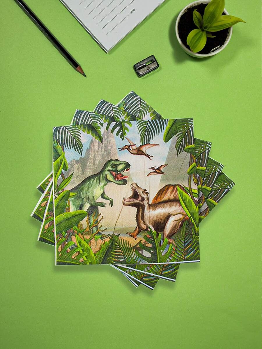 10 cái/bộ Giấy Khăn Ăn Dùng Một Lần, Giấy In Hình Khủng Long Khăn Ăn Cho Bữa Tiệc - Nhiều màu - Xem 1