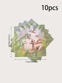 10 cái/bộ Giấy Khăn Ăn Dùng Một Lần, Giấy In Hình Khủng Long Khăn Ăn Cho Bữa Tiệc - Nhiều màu - Xem 3