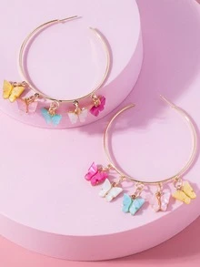 2pcs Butterfly Drop Earrings - Multicolor - View 4