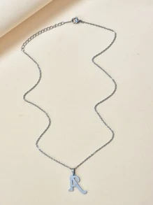 1入組字母吊墜項鍊 - 銀色 - 查看 2