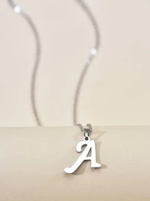 1入組字母吊墜項鍊 - 銀色 - 查看 4
