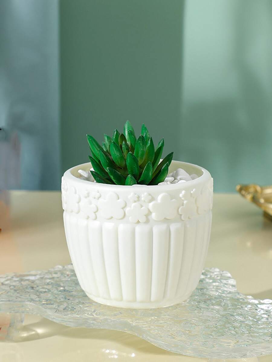 1 pc PE wazon na kwiaty, modernistyczny kwiatowy wzór biały wazon na kwiaty do domu