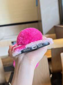 Funda de teléfono de peluche con decoración de orejas de conejo, versión internacional, no la versión nacional - Rosa - Ver 2