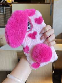 Funda de teléfono de peluche con decoración de orejas de conejo, versión internacional, no la versión nacional - Rosa - Ver 3