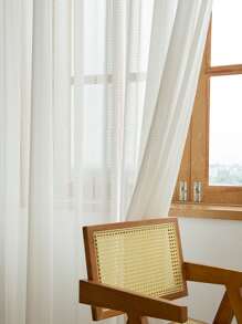 Rèm Sheer một tấm chắc chắn, Rèm Polyester lọc ánh sáng riêng tư cho phòng khách và phòng ngủ - trắng - Xem 7