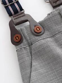 Baby Boy Slant Pocket Suspender Trousers - Grey - View 1