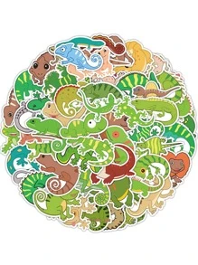 60pcs Cartoon Lizard Pattern Assorted Sticker, Cute Multi-purpose DIY Craft At Home Sticker