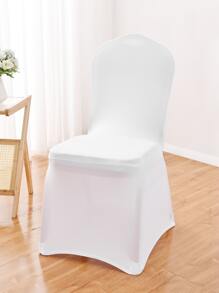 1pc White Chair Slipcover, Minimalist Polyester Dining Chair Cover For Party - White - View 1
